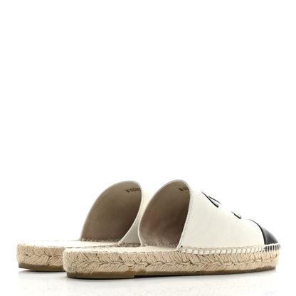 Chanel Iridescent Goatskin CC Espadrille Mules 39 Ivory Black 4 of 9