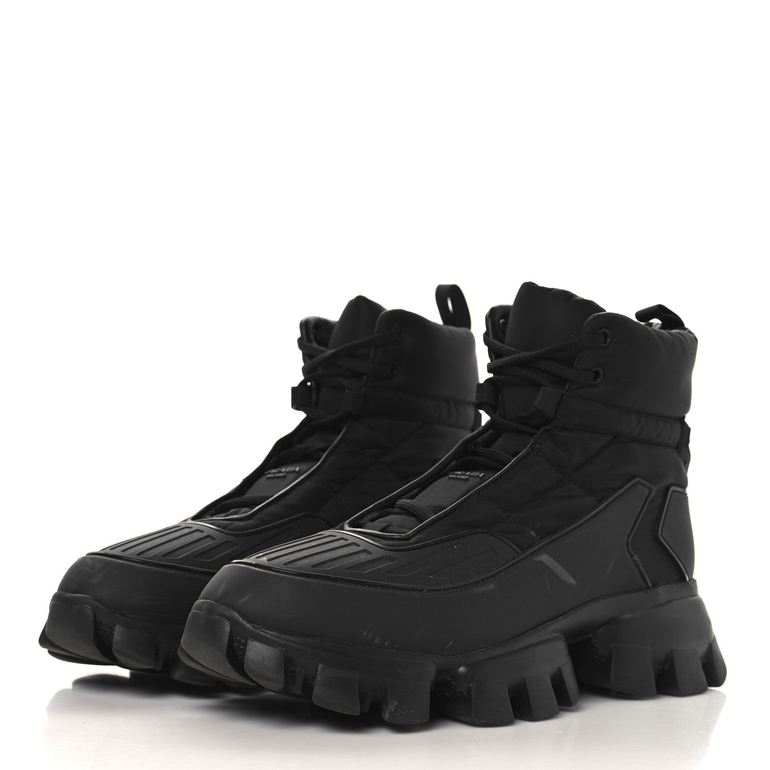 Prada Rubber Technical Knit Fabric Mens Cloudbust Thunder Boots 9 Black 4 of 8