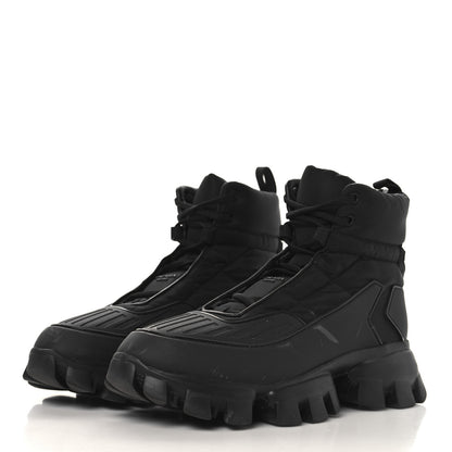 Prada Rubber Technical Knit Fabric Mens Cloudbust Thunder Boots 9 Black 4 of 8