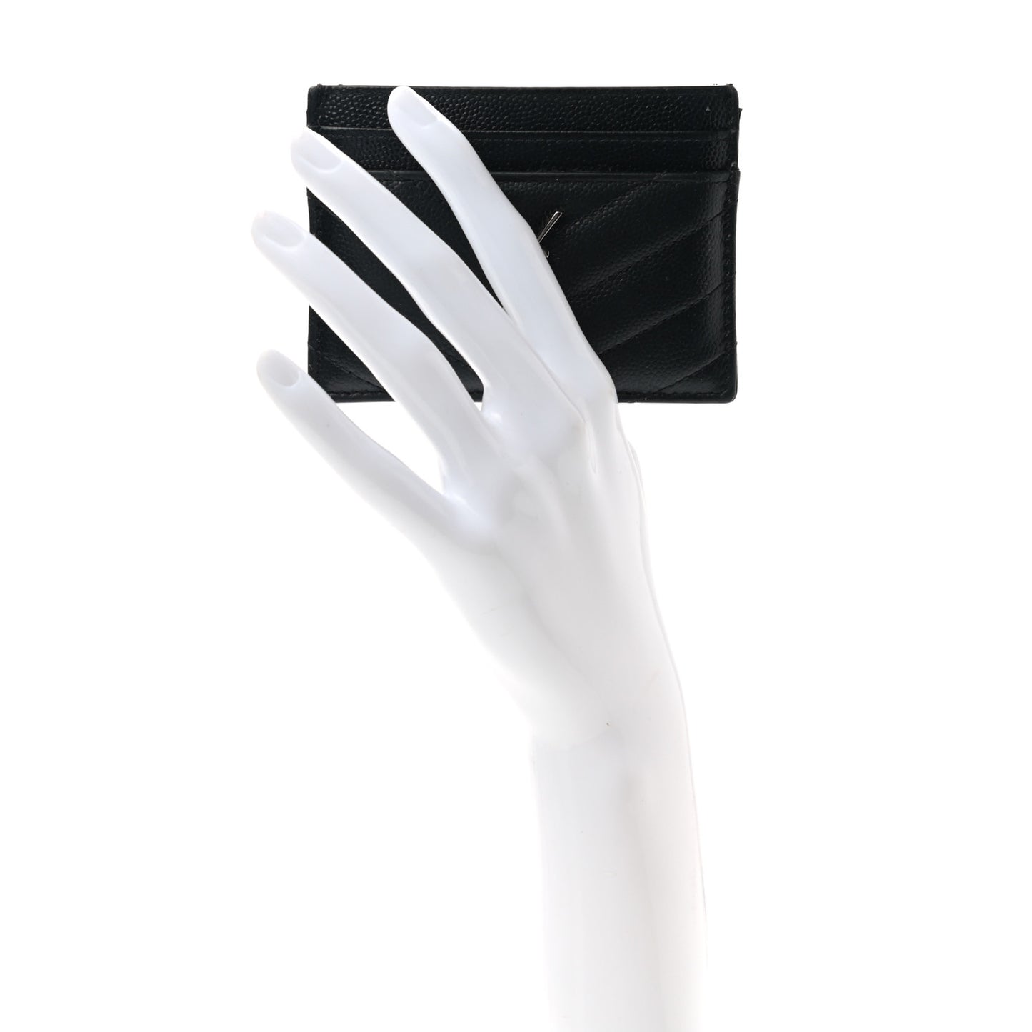Grain De Poudre Matelasse Chevron Monogram Credit Card Case Black