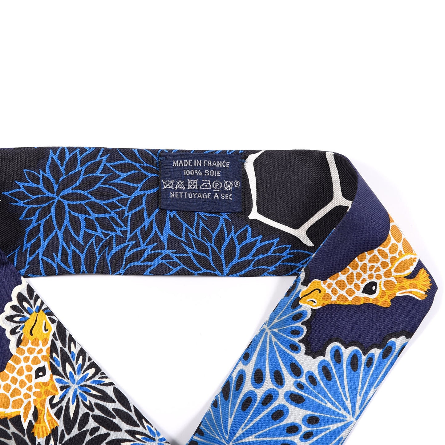 Silk The Three Graces Twilly Bleu Nuit Gold Black