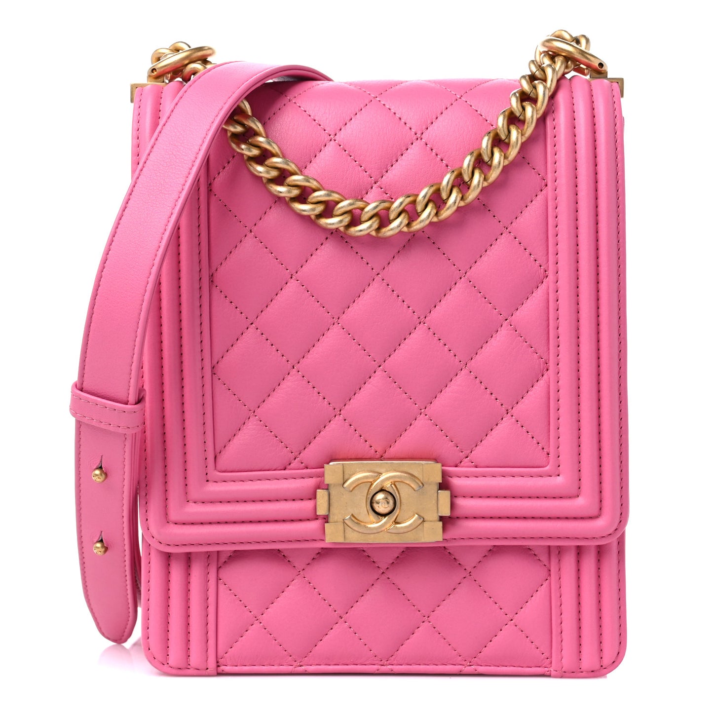 Caviar Quilted North South Boy Flap Pink