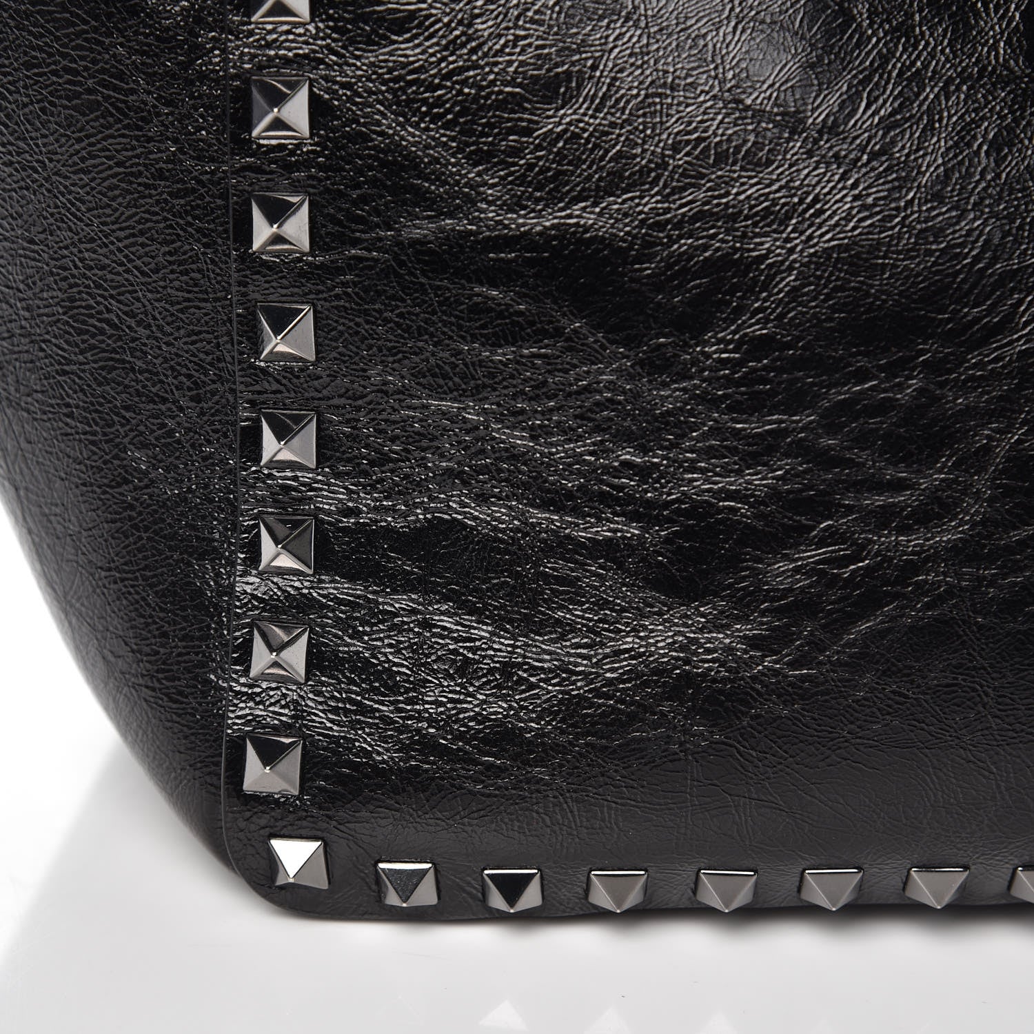 Valentino Garavani Craquele Calfskin Medium Rockstud Tote Black 9 of 9