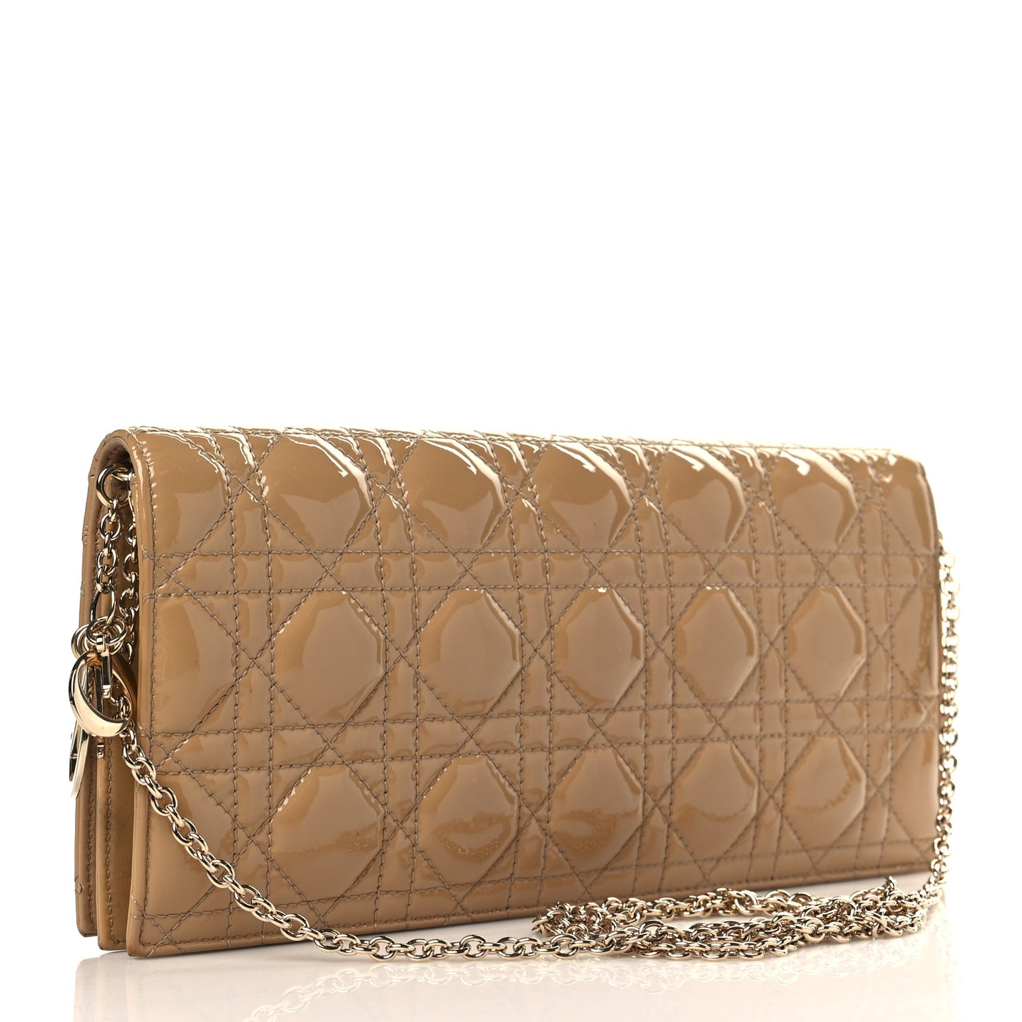 Patent Cannage Lady Dior Convertible Clutch Beige