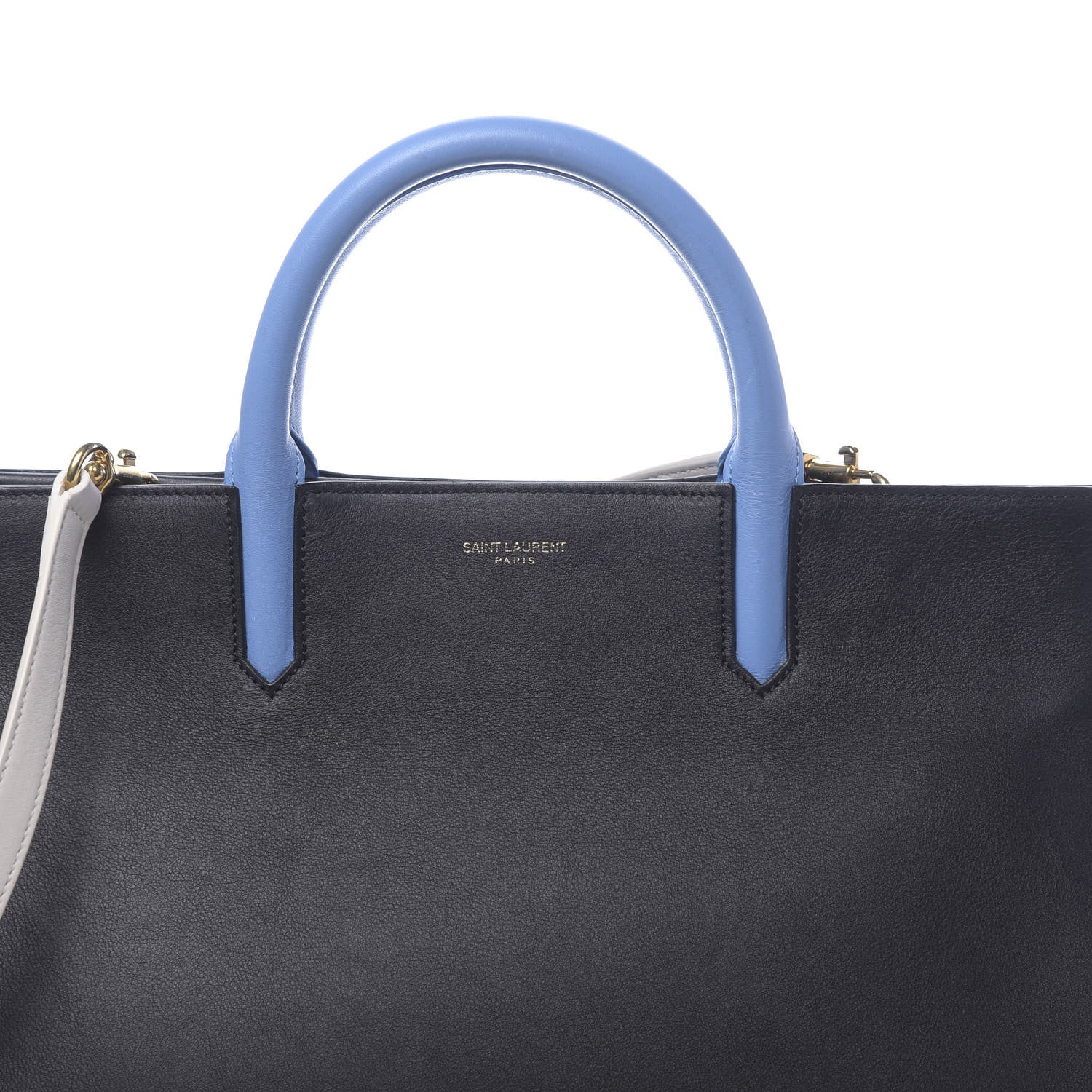Saint Laurent Calfskin Small Cabas Rive Gauche Bag Black Red Yellow White 7 of 9