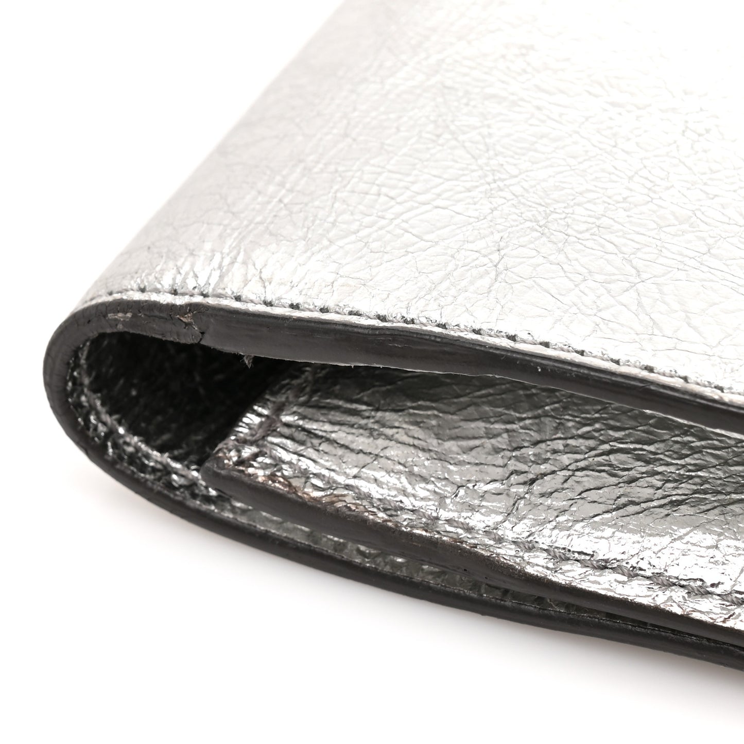 Metallic Calfskin Monogram Large Belle De Jour Clutch Silver