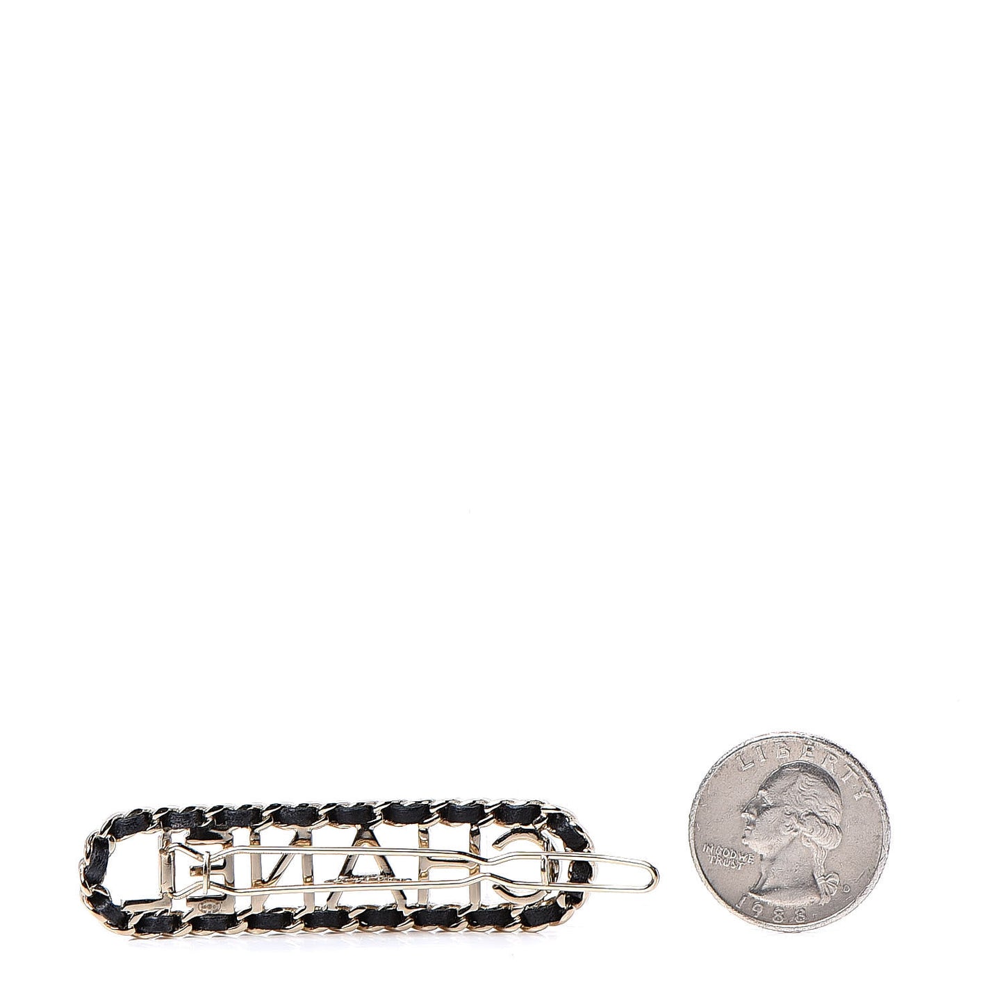 Metal Lambskin Vintage Allure Logo Hair Clip Black Gold
