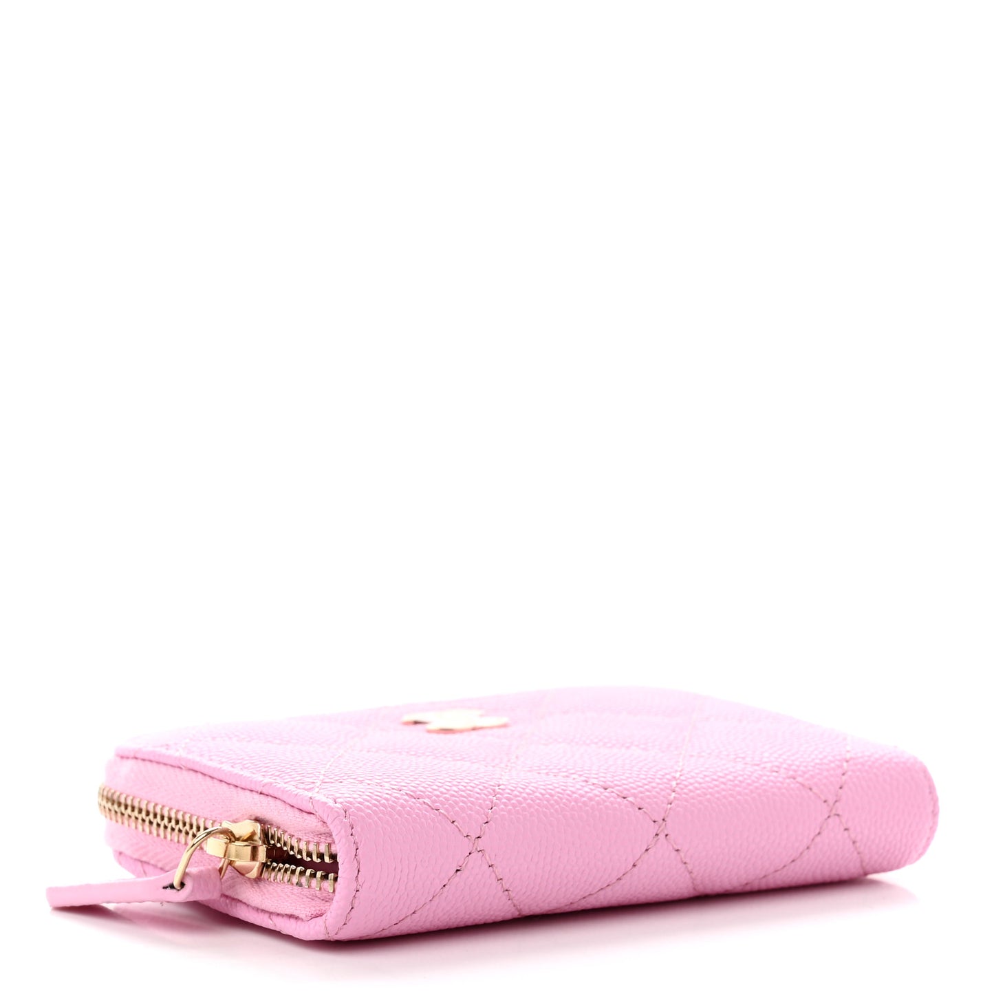 Caviar Quilted Zip Coin Purse Pink