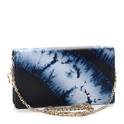 Christian Dior Calfskin Tie Dye Wallet On Chain Blue 3 of 9