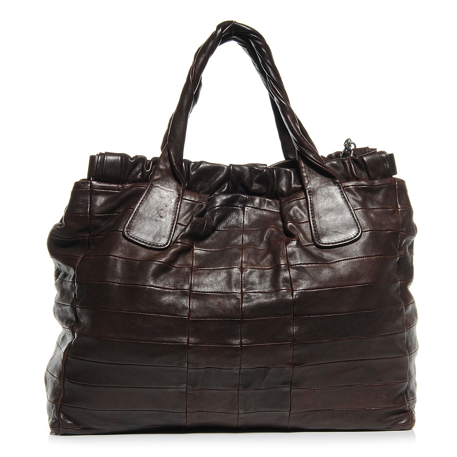 Miu Miu Nappa Leather Patchwork Shopping Tote Caffe 1 of 7