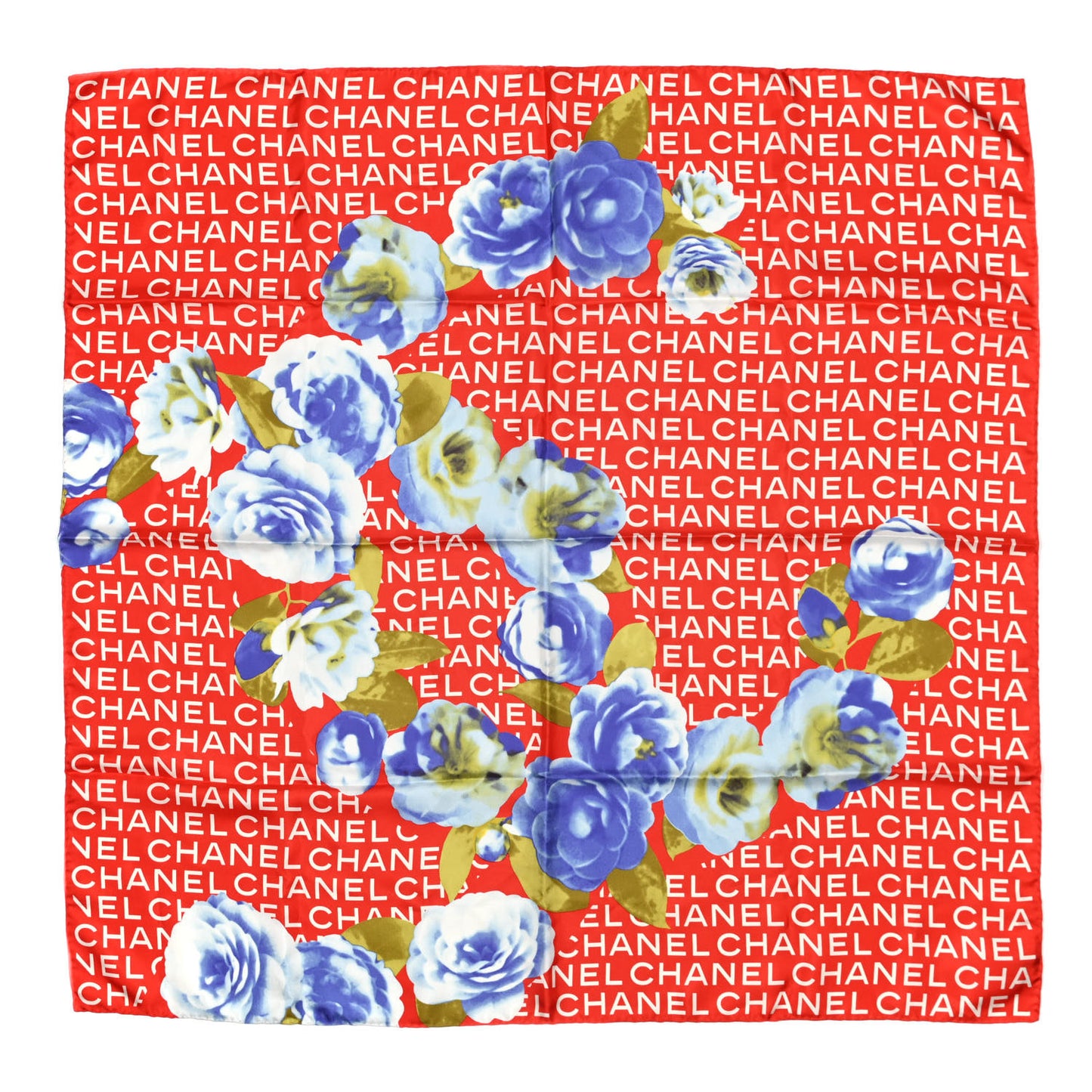 Silk CC Logo Square Scarf Red
