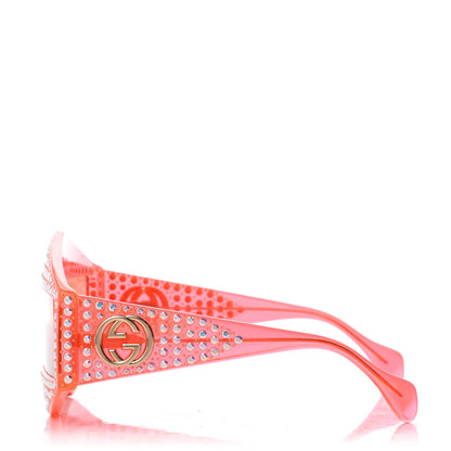 Gucci Crystal Rectangular Frame Sunglasses GG0357S Orange 3 of 8