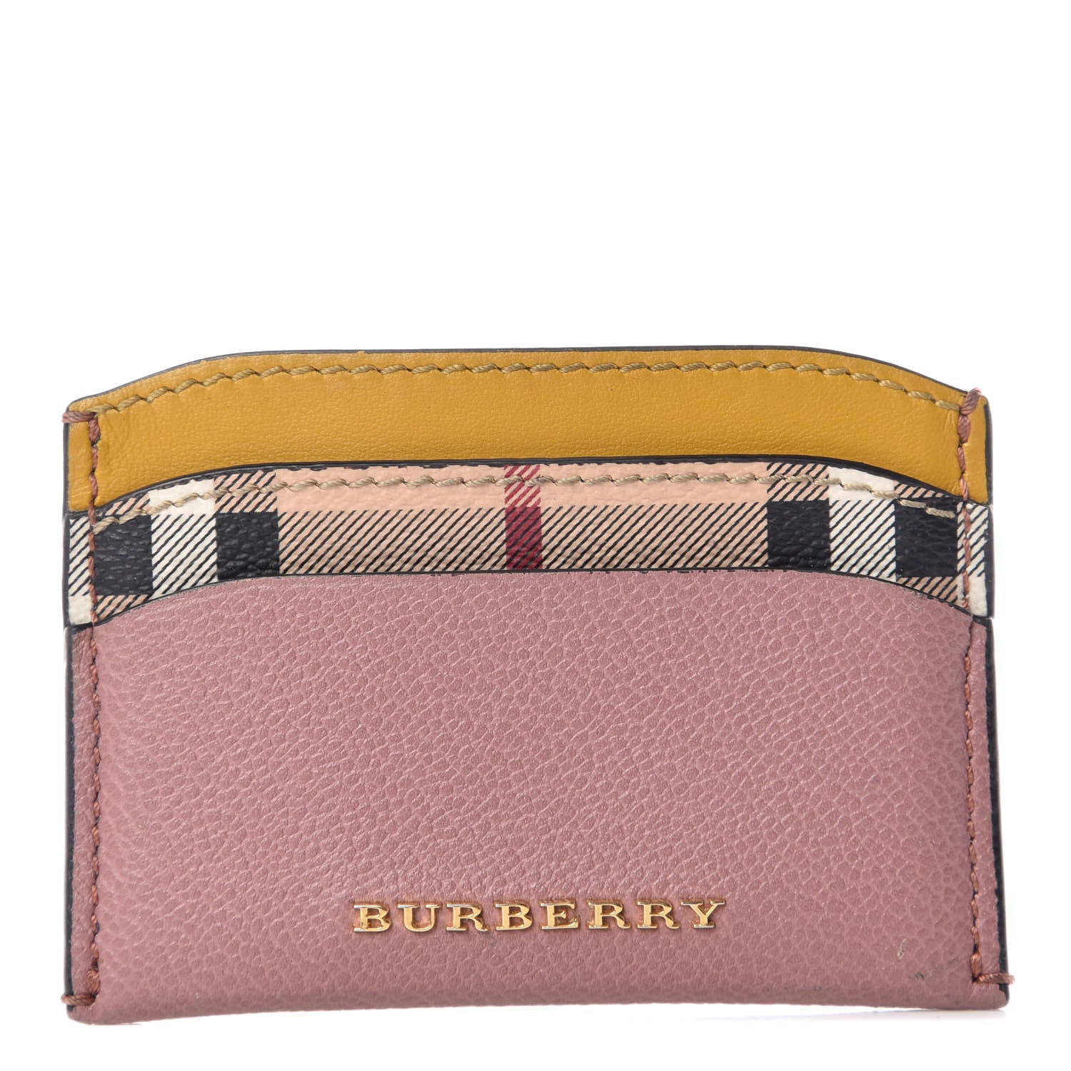 Burberry Soft Grain Calfskin Haymarket Check Izzy Card Case Dusty Pink 1 of 7