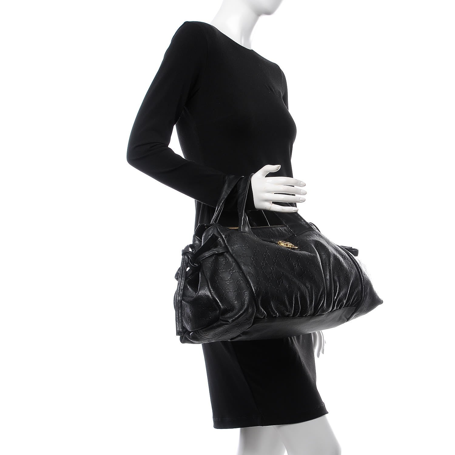 Gucci Guccissima Medium Hysteria Top Handle Bag Black 2 of 7