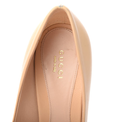 Gucci Malaga Kid Horsebit Peep Toe Pumps 39 Beige 5 of 9