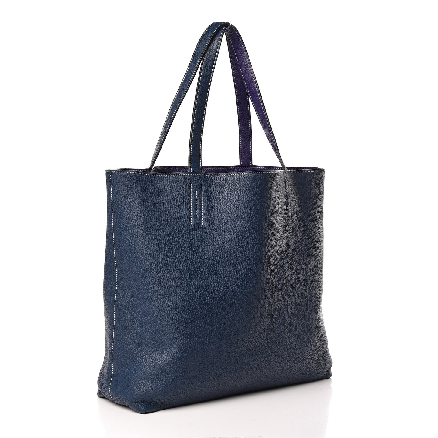 Taurillon Clemence Double Sens 36 Reversible Tote Iris Bleu De Malte