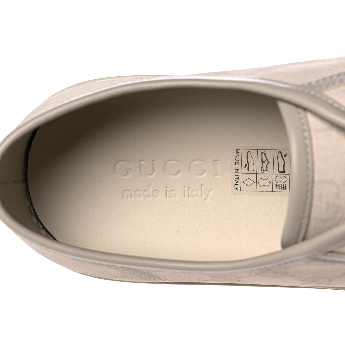 Washed Cotton GG Monogram Calfskin Mens Low Top Sneakers 10.5 White Mystic White