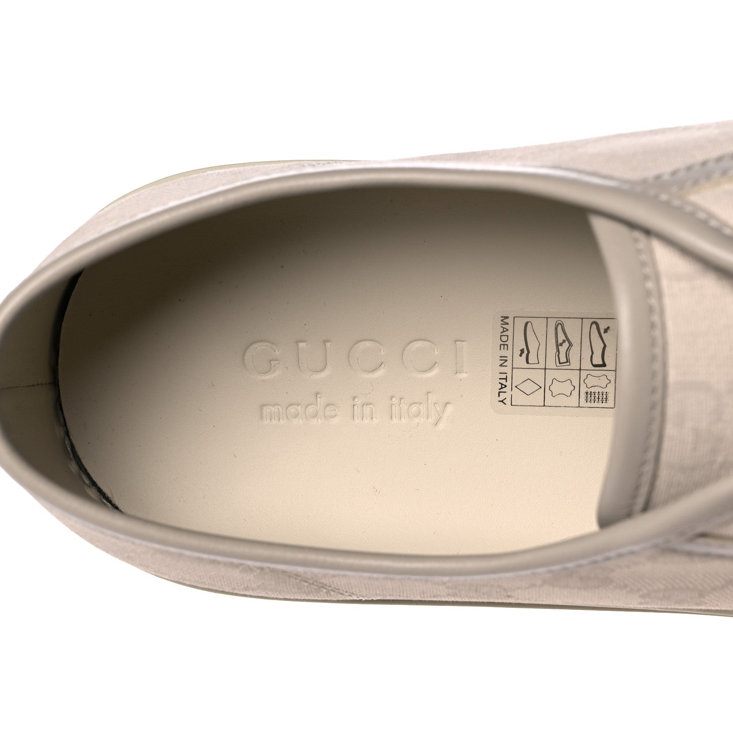 Gucci Washed Cotton GG Monogram Calfskin Mens Low Top Sneakers 10.5 White Mystic White 7 of 9