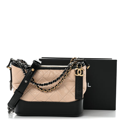Chanel Aged Calfskin Quilted Small Gabrielle Hobo Beige Black 11 of 11