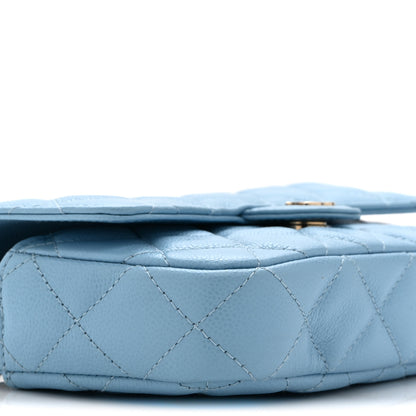 Chanel Caviar Quilted Flap Phone Holder With Chain Light Blue 11 of 12