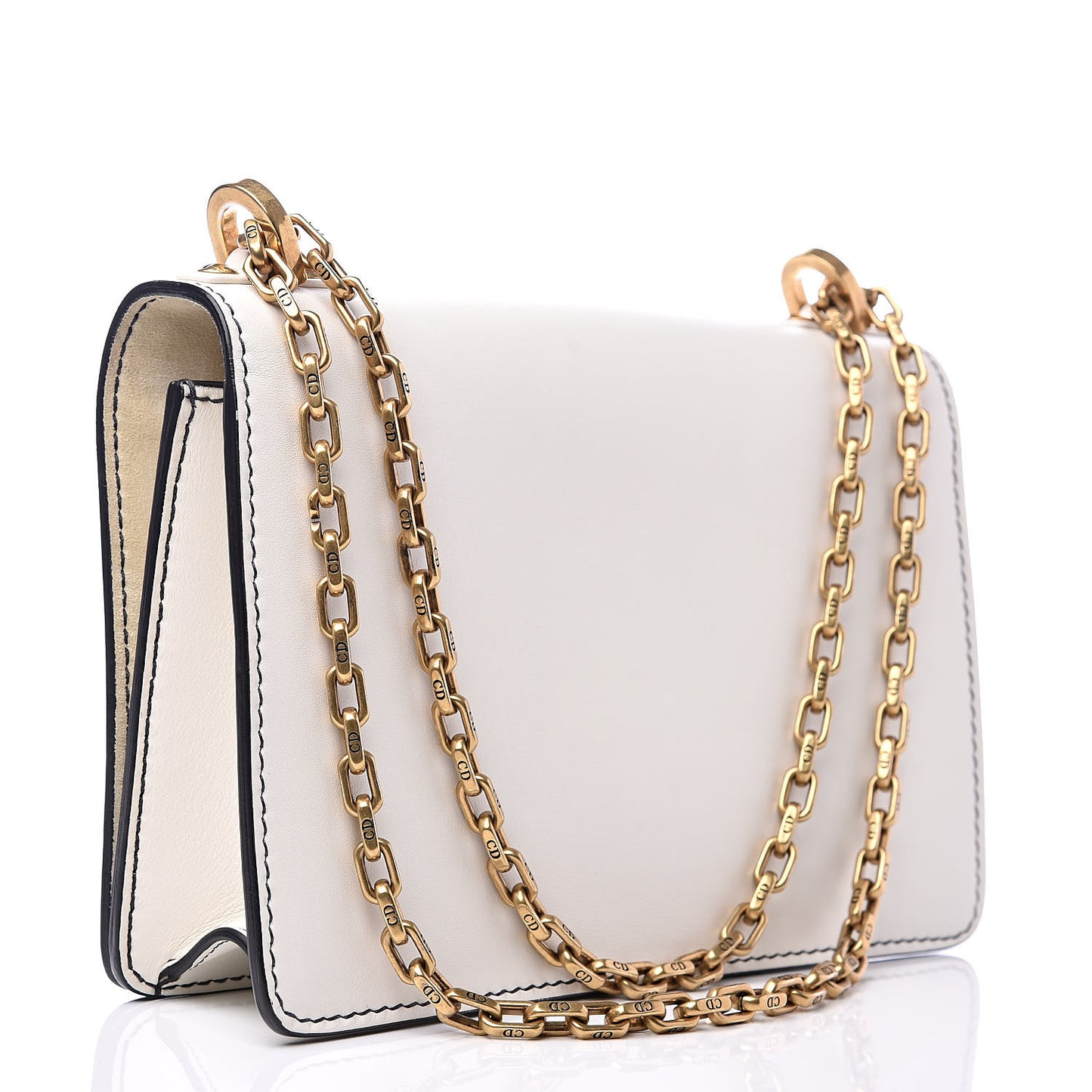 Calfskin J'Adior Chain Flap Bag Off White