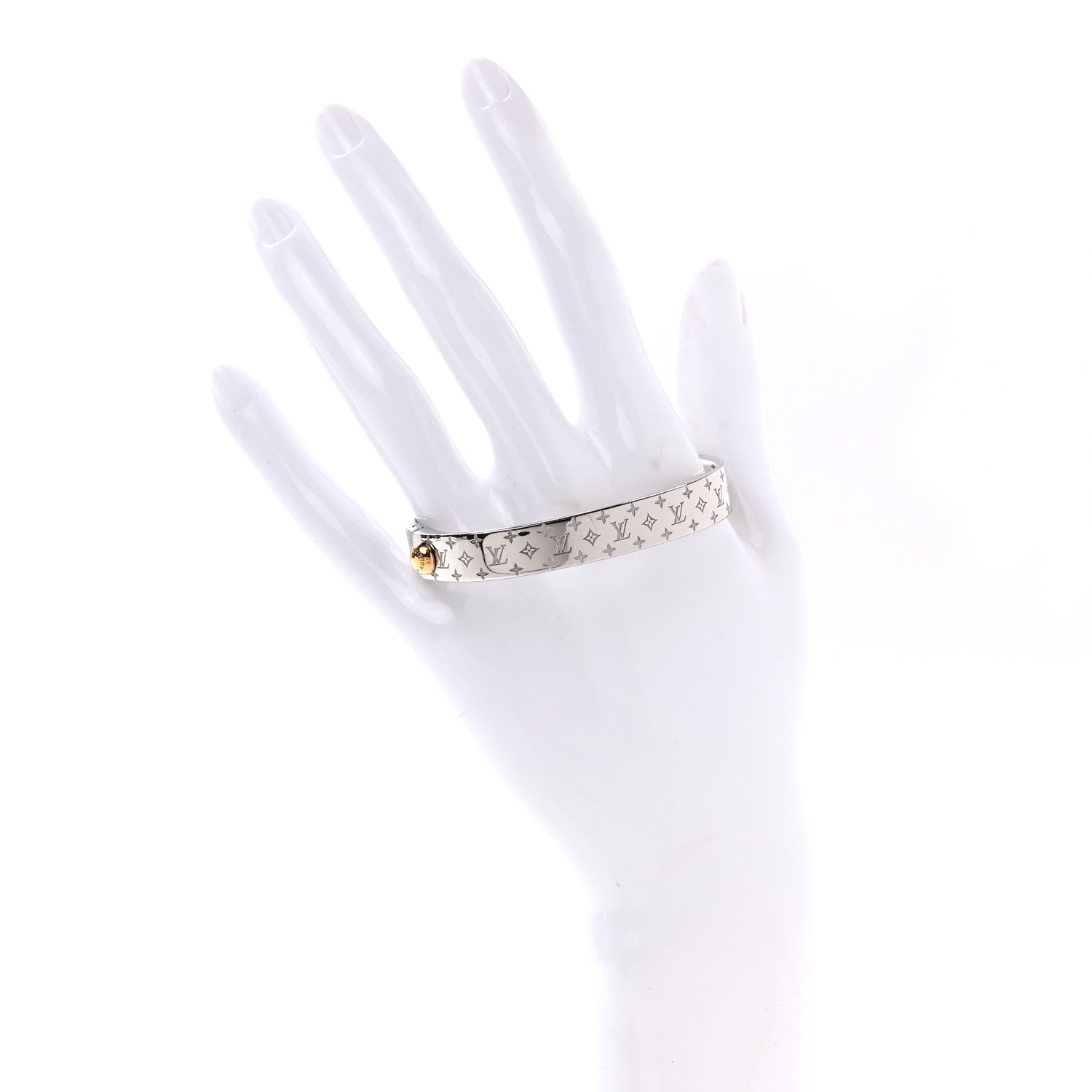 Louis Vuitton Palladium Monogram Nanogram Cuff S Silver 2 of 7