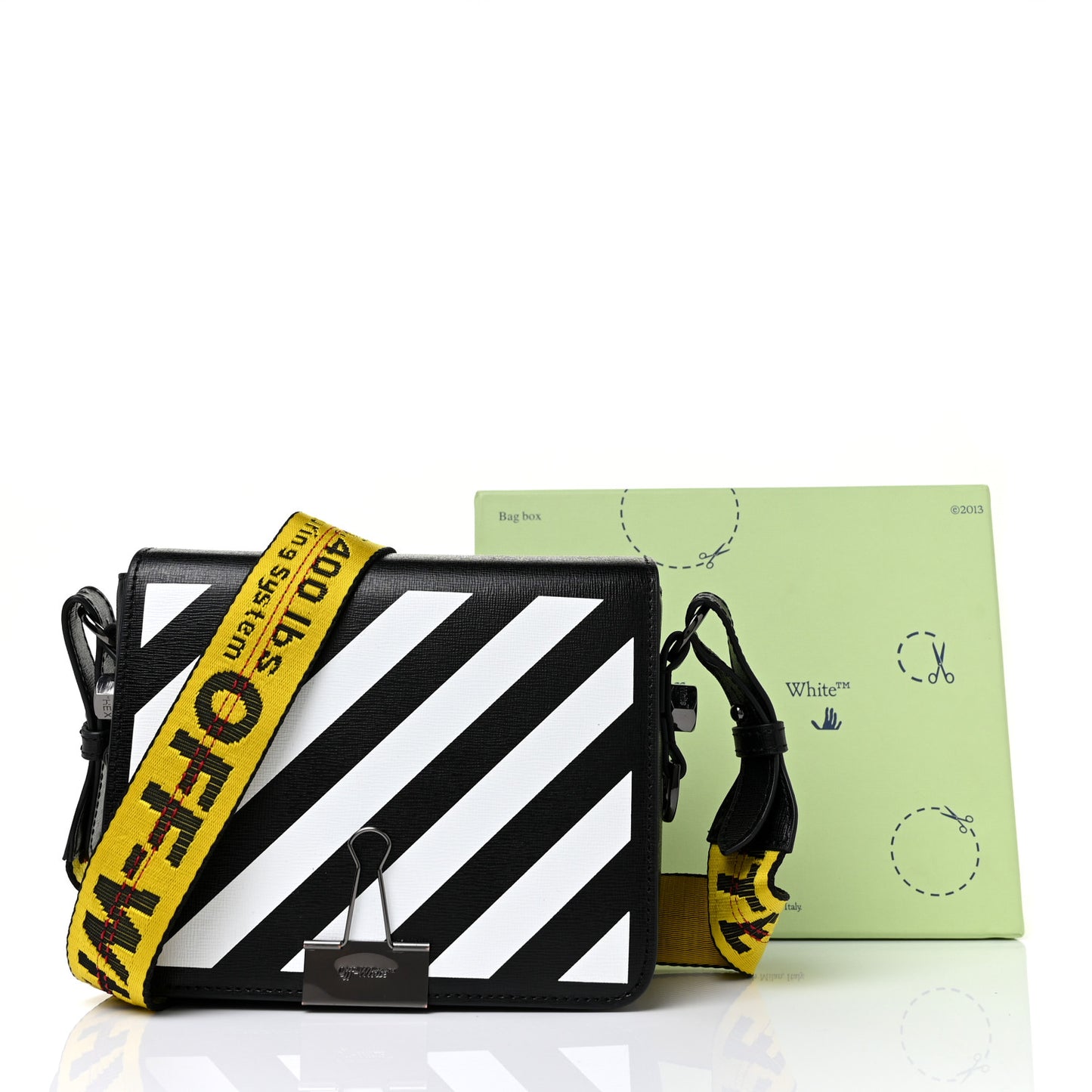Calfskin Diag Flap Bag Black White