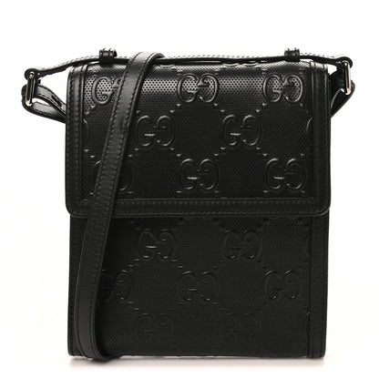 Gucci Calfskin GG Tennis Embossed Messenger Bag Black 1 of 11
