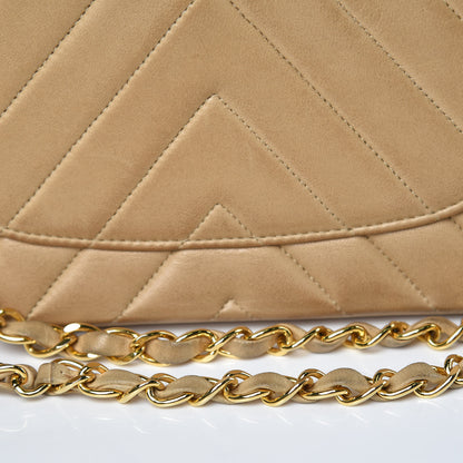 Chanel Lambskin Chevron Quilted Medium Double Flap Beige 16 of 21