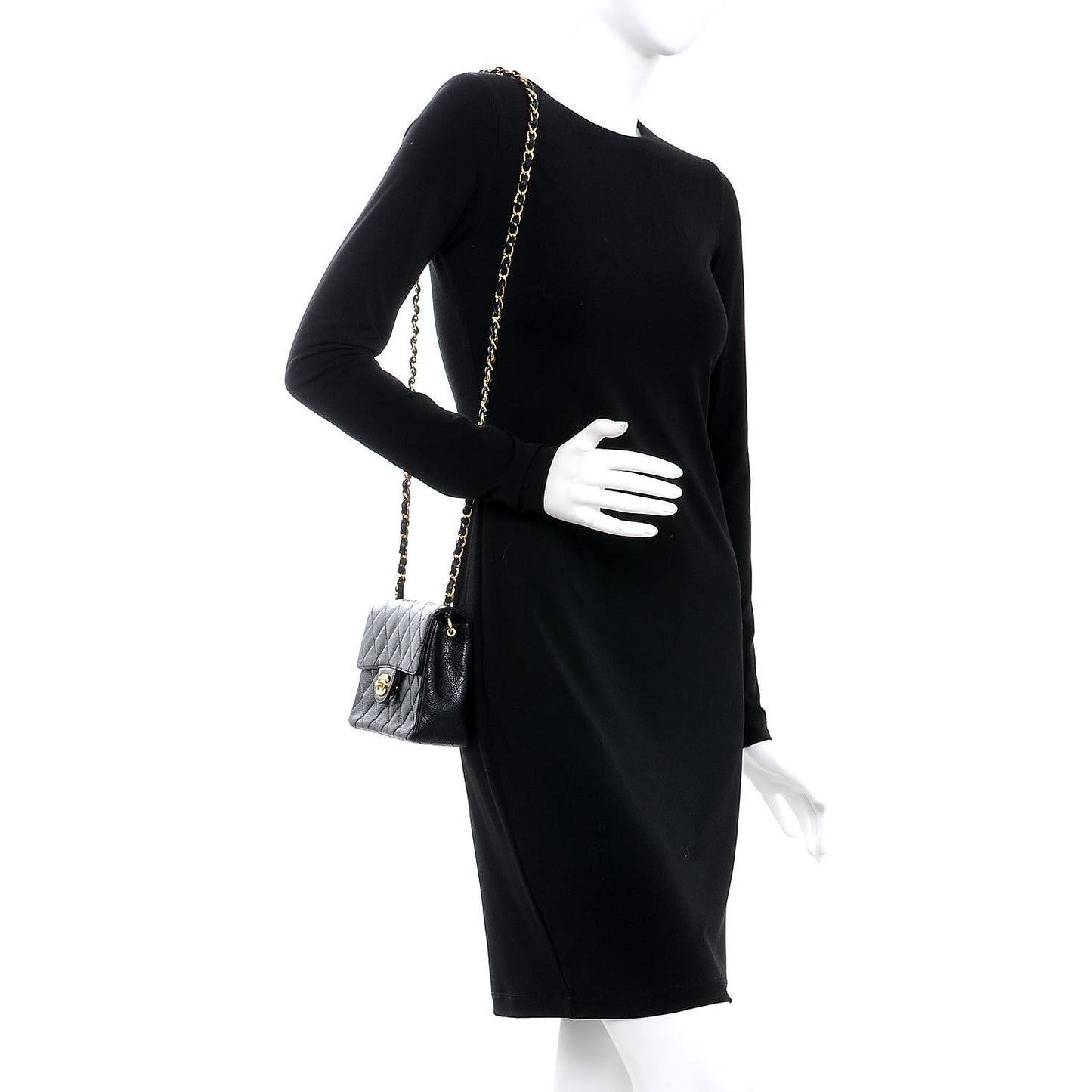 Caviar Quilted Mini Square Flap Black