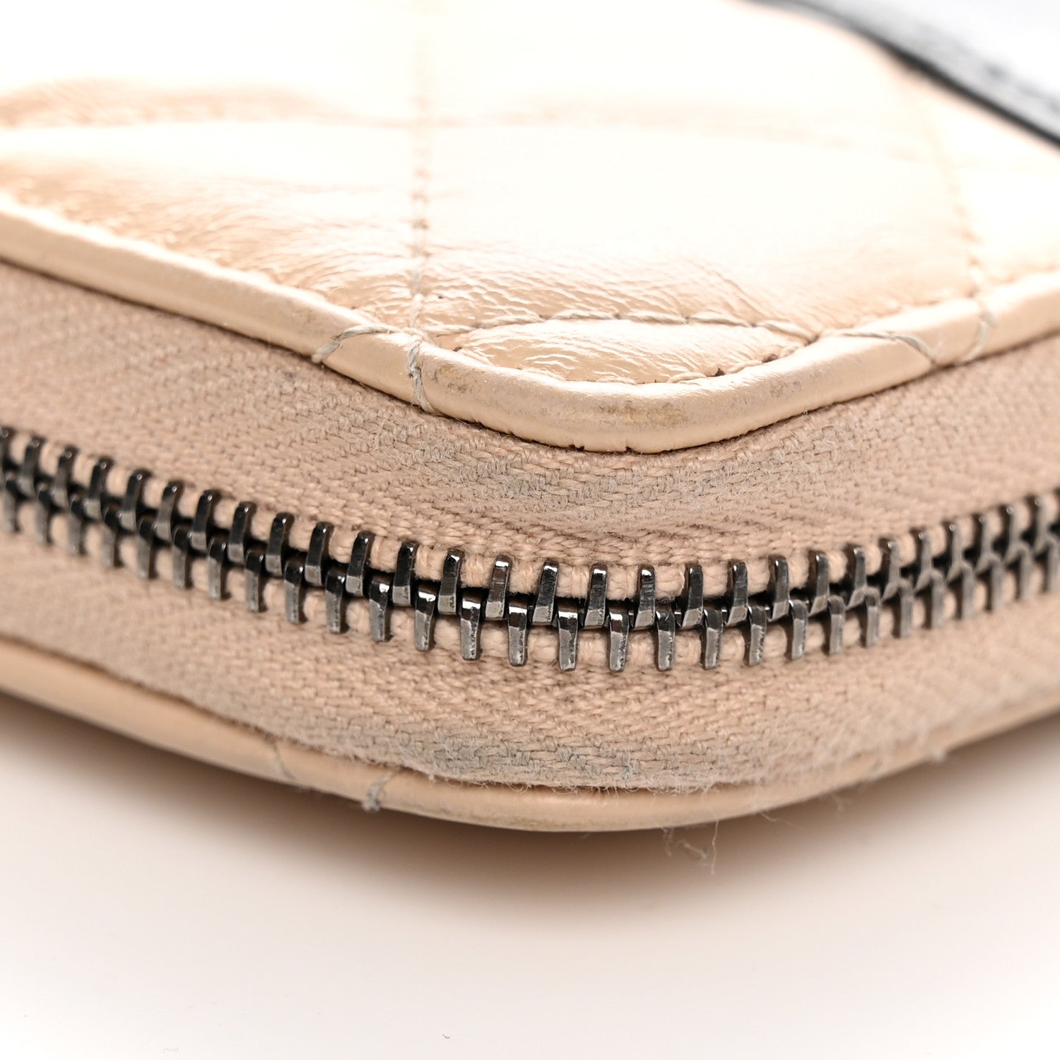 Chanel Aged Calfskin Quilted Small Gabrielle Zip Around Wallet Beige Black 12 of 15