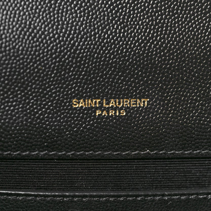 Saint Laurent Grain De Poudre Textured Mixed Matelasse Triquilt Medium Monogram Satchel Black 7 of 10