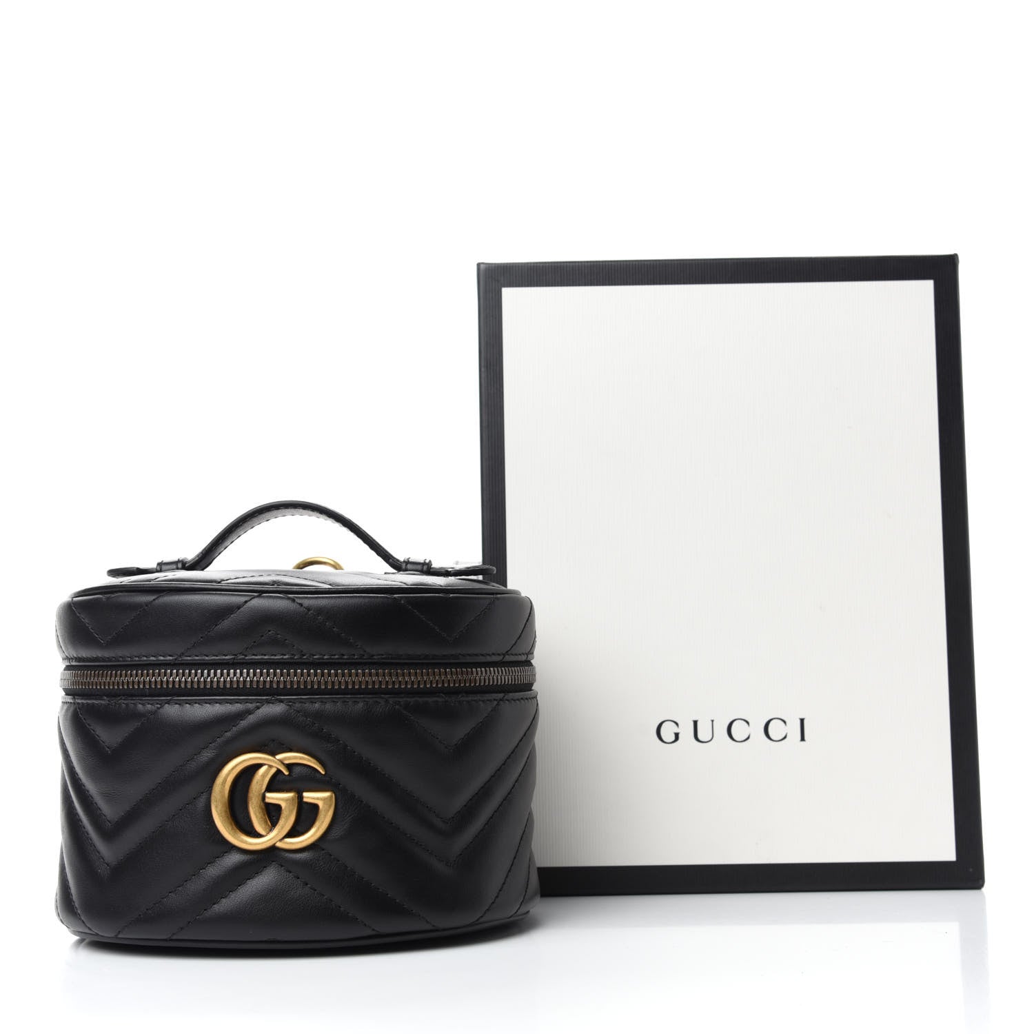 Gucci Calfskin Matelasse Mini GG Marmont Round Backpack Black 11 of 11