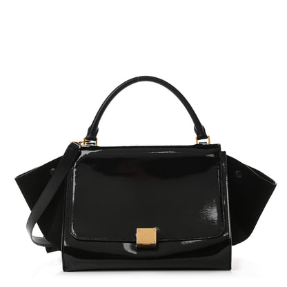 Celine Patent Suede Medium Trapeze Black 1 of 12