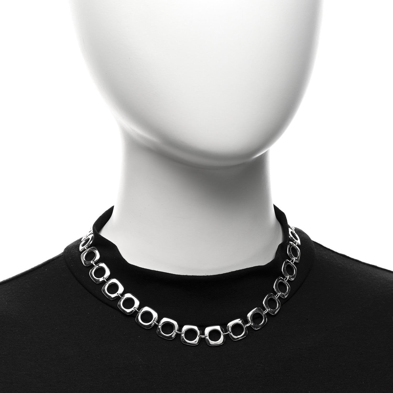 Tiffany Sterling Silver Cushion Square Link Choker Necklace 2 of 5