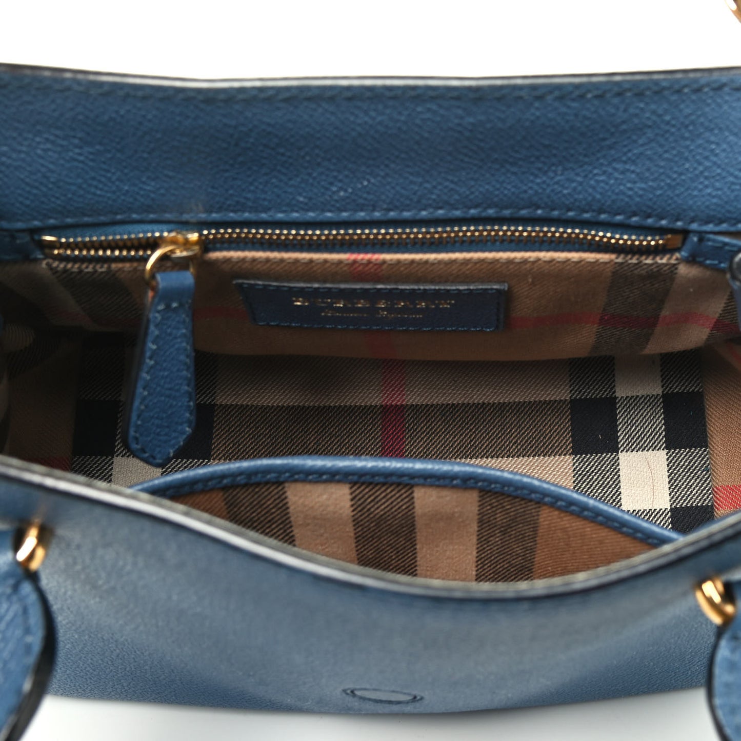Soft Grain Calfskin Small Buckle Tote Steel Blue
