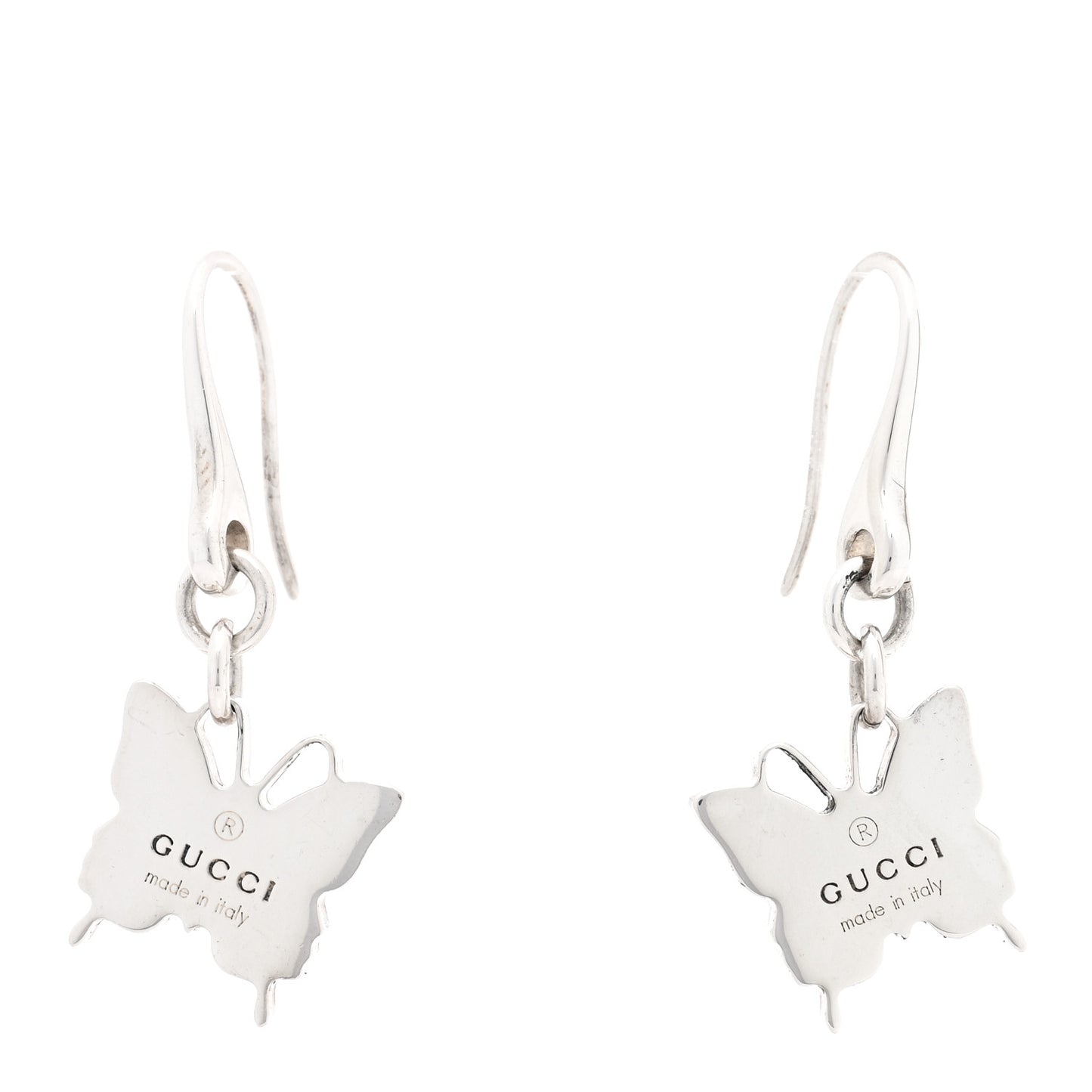 Sterling Silver Trademark Butterfly Drop Earrings