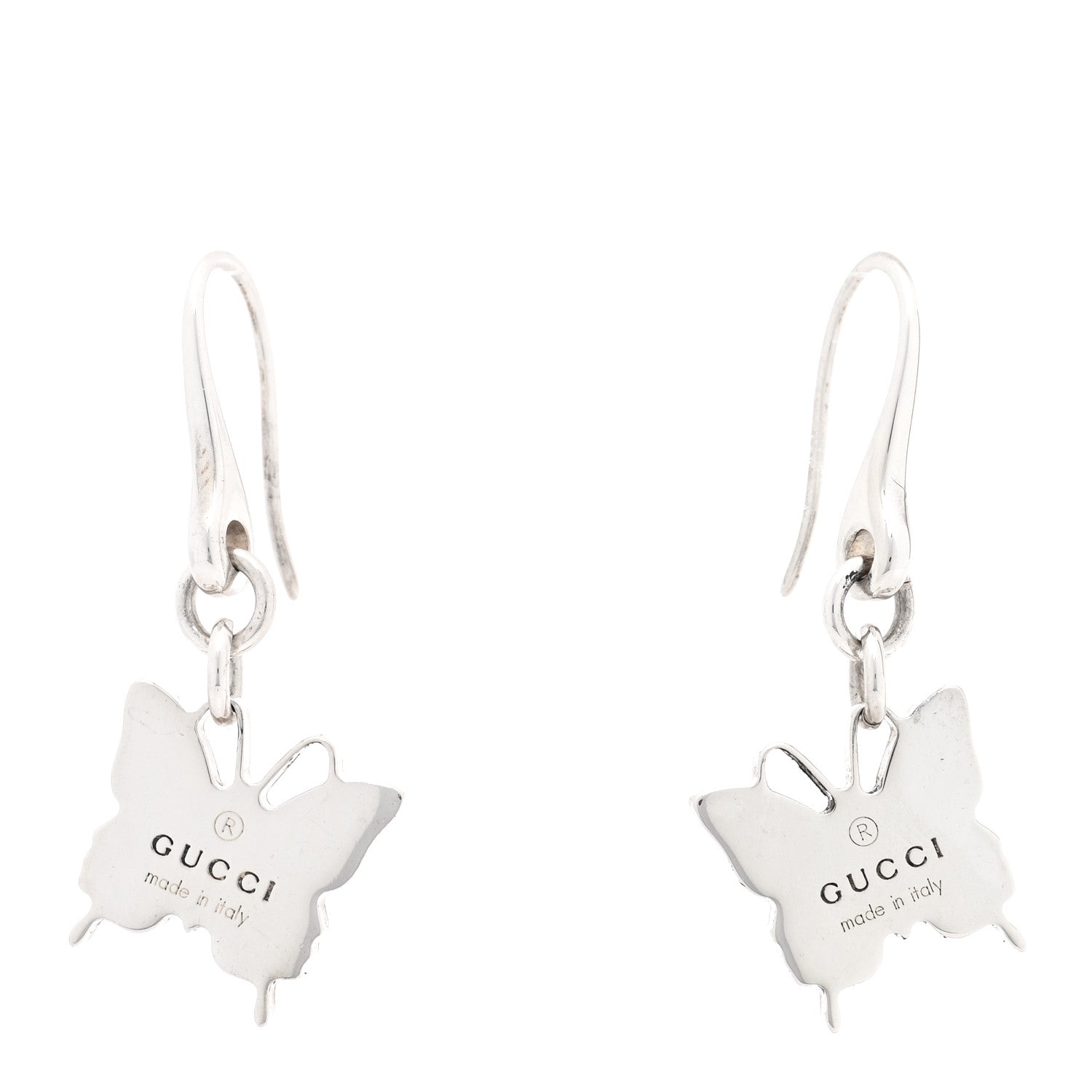 Gucci Sterling Silver Trademark Butterfly Drop Earrings 1 of 4
