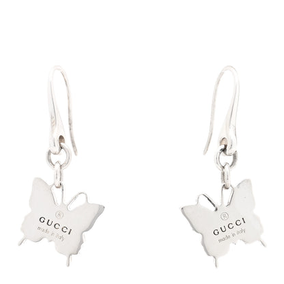 Gucci Sterling Silver Trademark Butterfly Drop Earrings 1 of 4