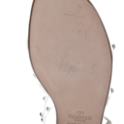 Valentino Garavani Calfskin Onyx Rockstud Rolling Gladiator Flat Sandals 36.5 Light Ivory 9 of 11