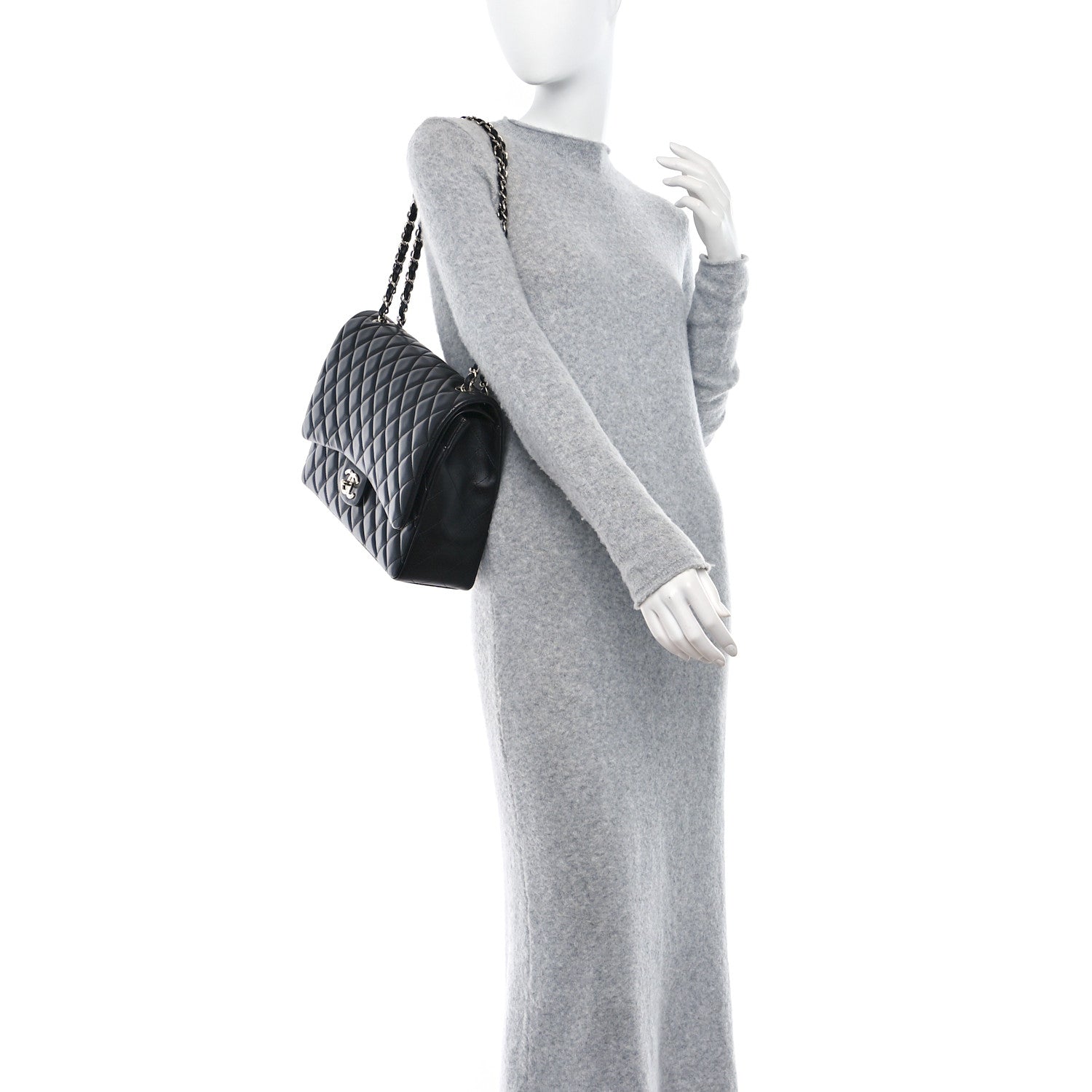 Chanel Lambskin Quilted Maxi Double Flap Black 2 of 12