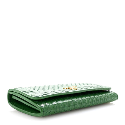 Prada Goatskin Woven Continental Flap Wallet Verde 5 of 9