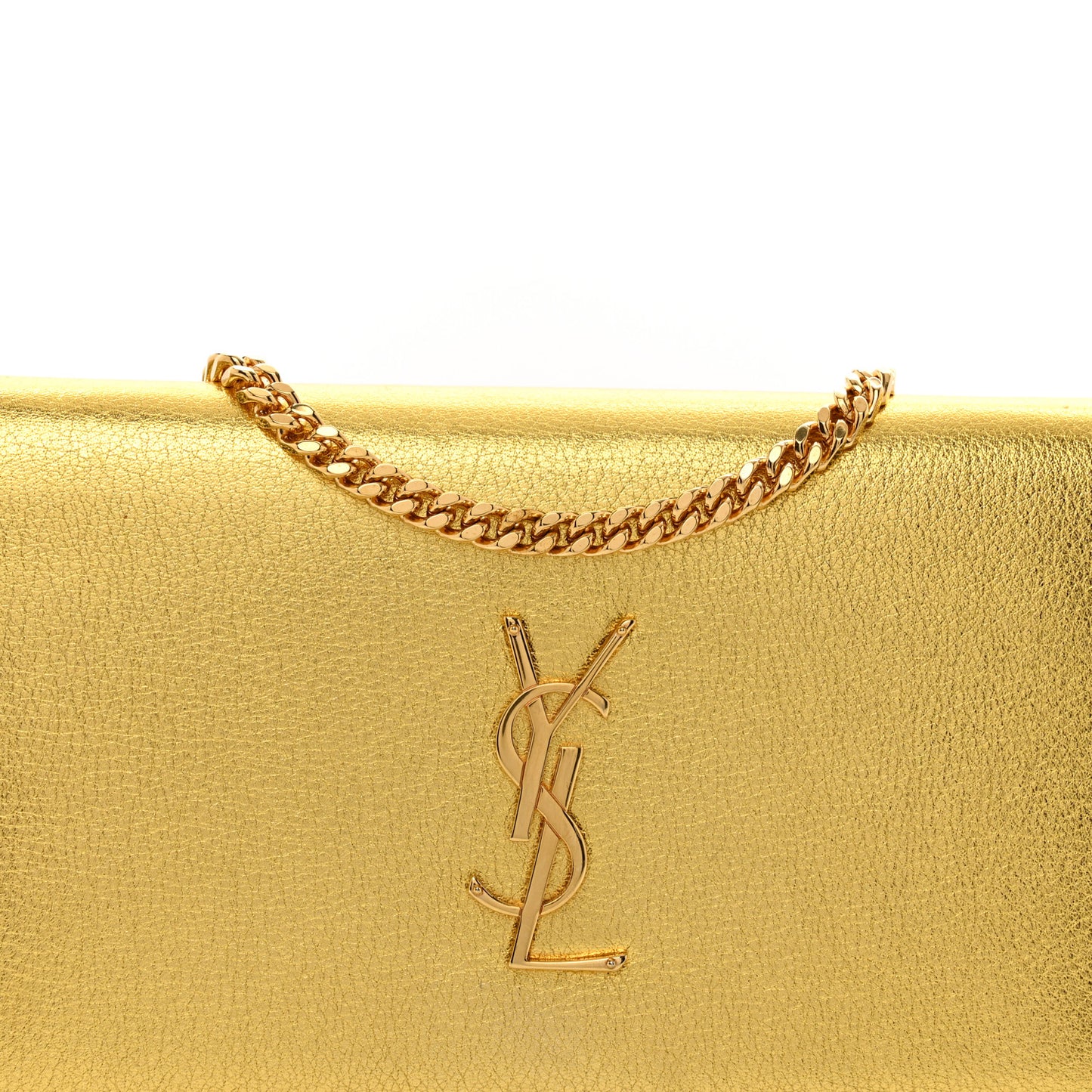 Metallic Calfskin Monogram Chain Wallet Gold