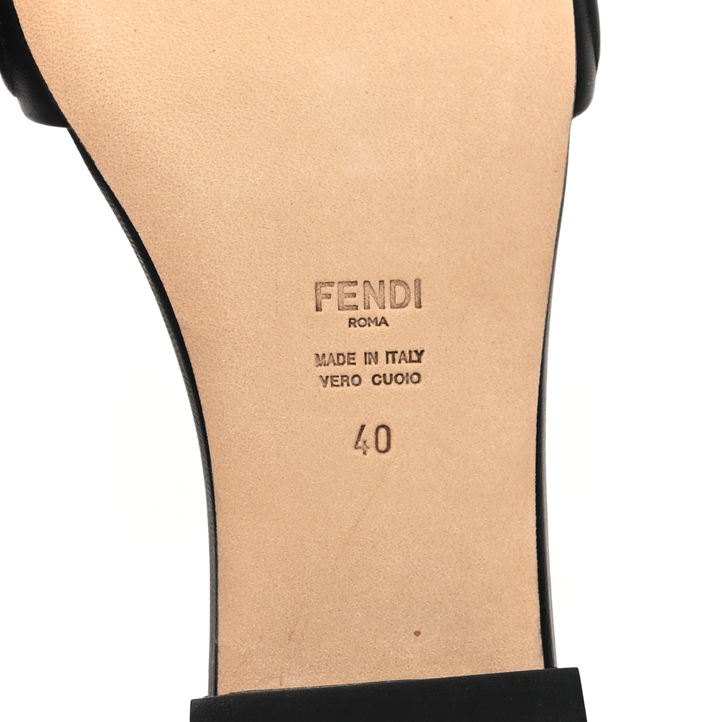 Nappa FF Embossed Flat Slide Sandals 40 Black