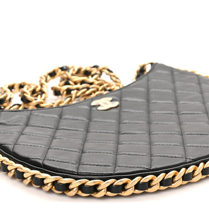 Chanel Shiny Crumpled Lambskin Quilted Large Trendy Chain Around Hobo Black 9 of 10