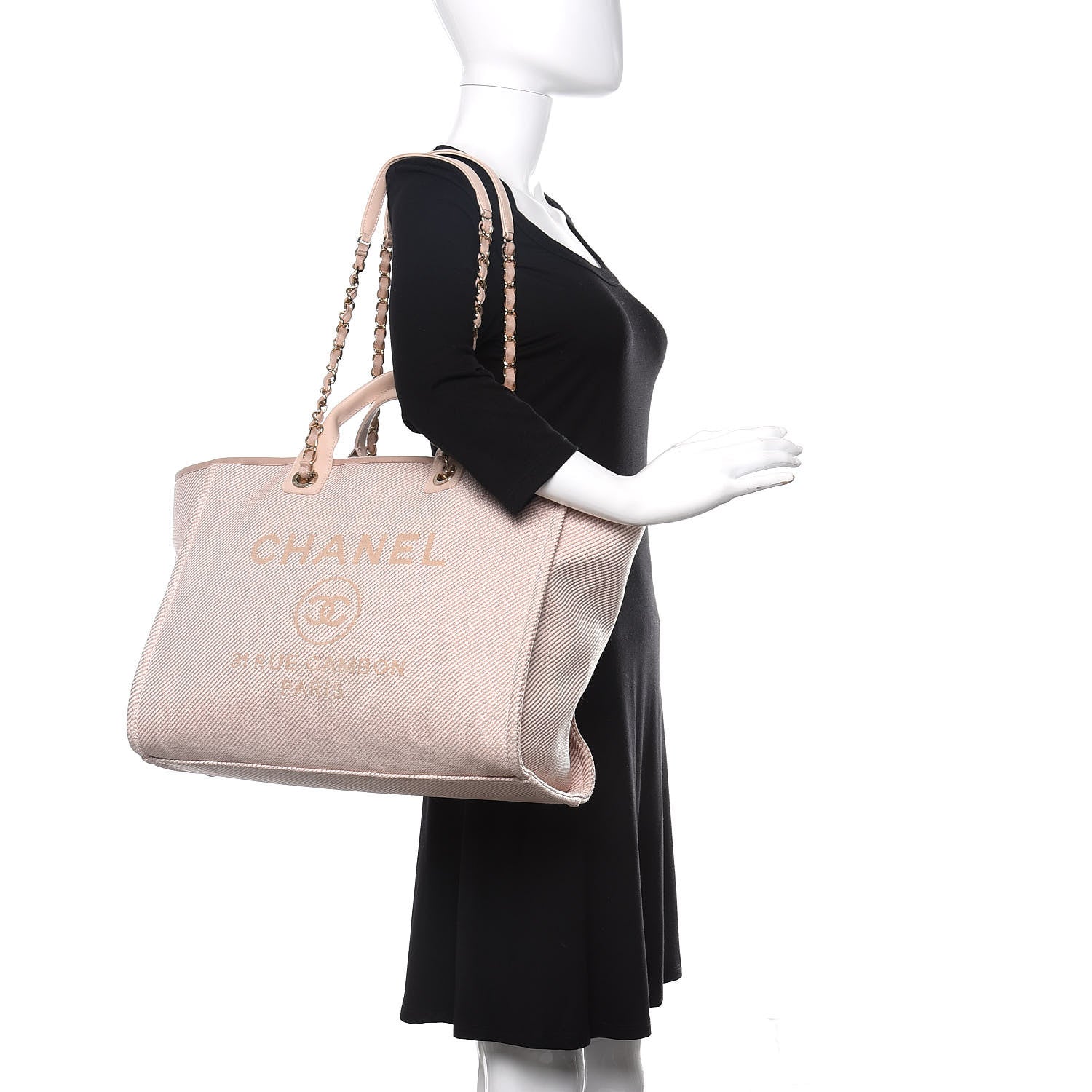 Chanel Mixed Fibers Calfskin Medium Deauville Tote Beige 2 of 10