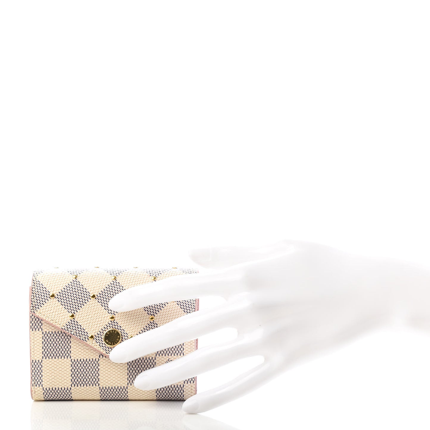 Damier Azur Studded Zoe Wallet Rose Ballerine