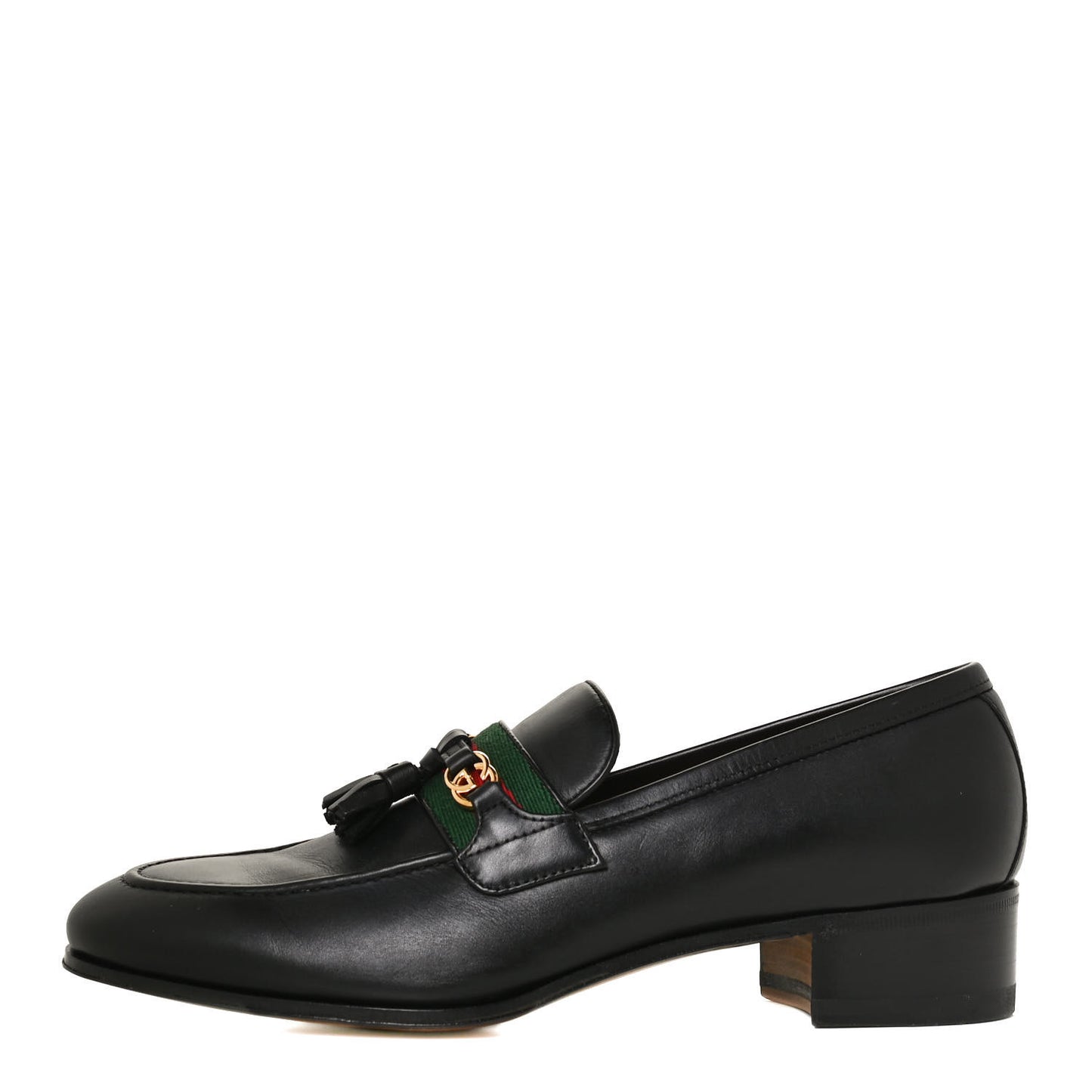 Calfskin Web Interlocking G Tassel Loafers 37.5 Black