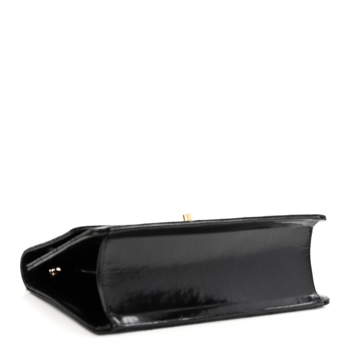 Patent Quilted Medium Single Flap Black