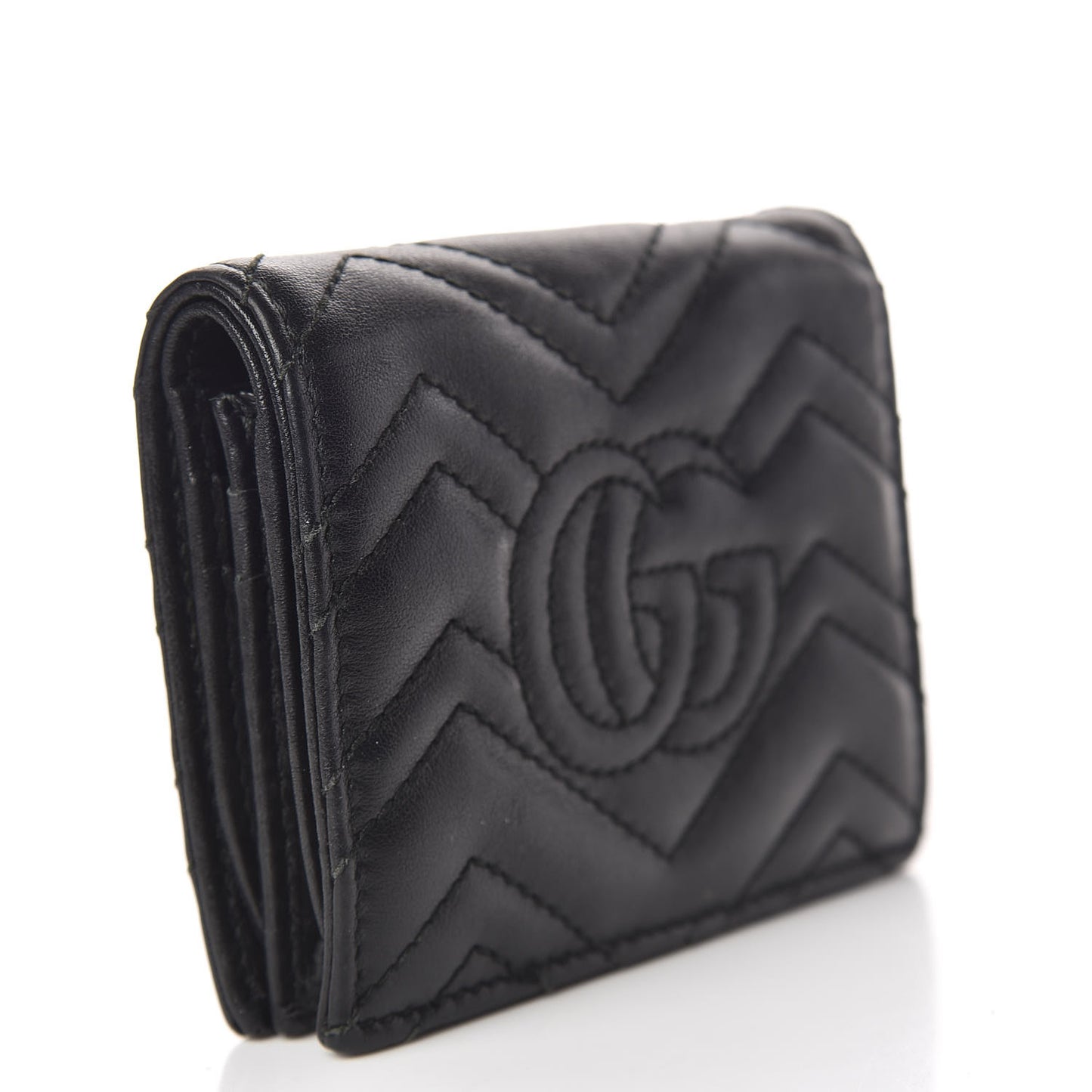Calfskin Matelasse GG Marmont Card Case Black